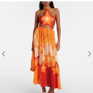Farm Rio orange gradient stripes maxi dress